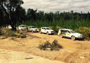 Eureka 4WD Training group on their 4WD vehicles/trucks in a convoy travel.